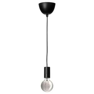 SUNNEBY / MOLNART  Lampenaufhängung +LED-Leuchtmittel, rund/Klarglas grau schwarz,