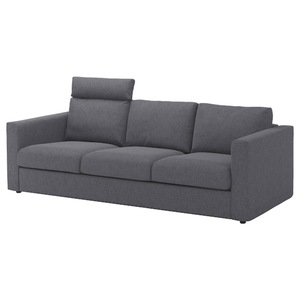 VIMLE  3er-Sofa, mit Nackenkissen/Gunnared mittelgrau