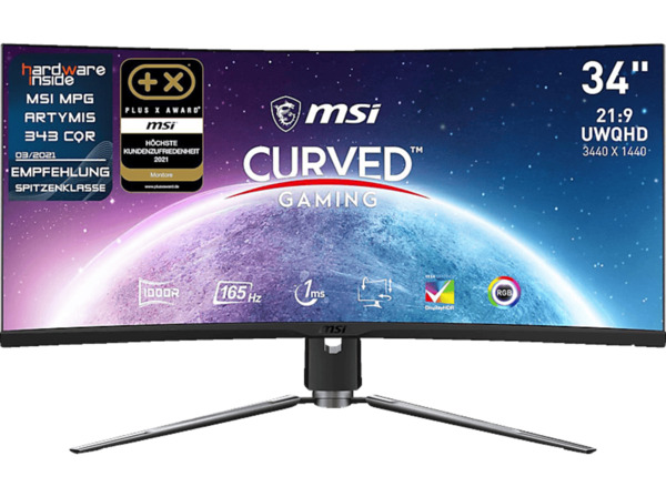 Bild 1 von MSI MPG ARTYMIS 343CQRDE Curved 34 Zoll UWQHD Monitor (1 ms Reaktionszeit, 165 Hz), Schwarz