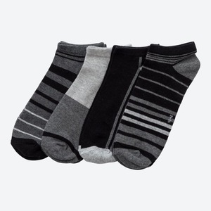 Heren-Sneaker-Socken in sportlichem Design, 4er-Pack, Black
