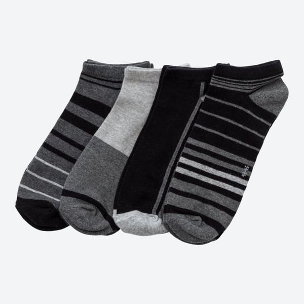 Bild 1 von Heren-Sneaker-Socken in sportlichem Design, 4er-Pack, Black