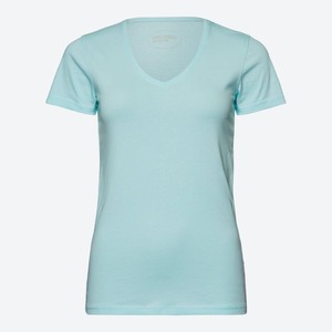 Damen-T-Shirt mit V-Ausschnitt, Light-blue