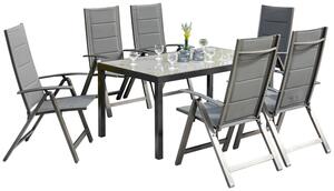 Gartenmöbel Set 7-tlg. Florenz aus Aluminium, Graphitfarben, Dunkelgrau