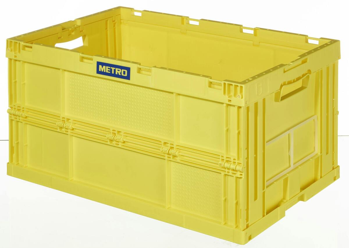 Bild 1 von METRO Professional Eurobox, PP, 60 x 40 x 32 cm, 59 L, klappbar, mit Handgriff, max. Produktbelastung 20 kg, gelb