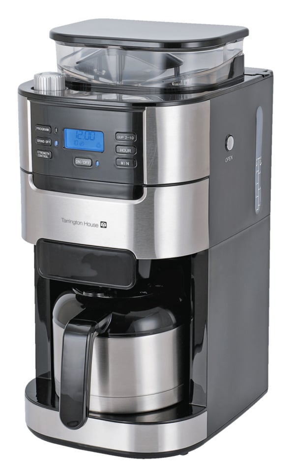 Bild 1 von Tarrington House Kaffeemaschine mit Mahlwerk CMG0917, 21,3 x 31,4 x 43 cm, 1000 W, schwarz / silber, 1 L