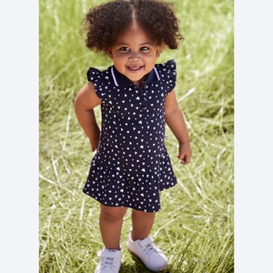 Baby-Mädchen-Kleid mit Polokragen, Dark-blue