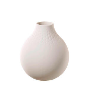 Villeroy & Boch Vase Collier Blank, Creme, Keramik, bauchig, 12 cm, zum Stellen, Dekoration, Vasen, Keramikvasen