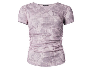 esmara® Damen Mesh-T-Shirt mit modischem Snake-Print, rosa