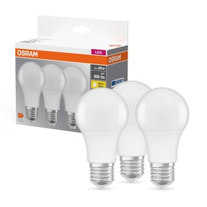 Osram LED-Leuchtmittel Glühlampenform E27 / 9 W (806 lm) Warmweiß 3 St.