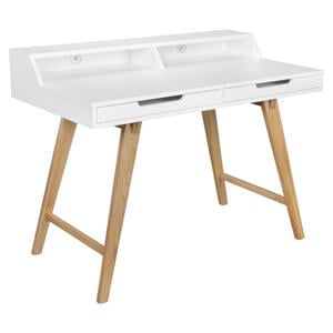 Schreibtisch weiß lackiert natur B/H/T: ca. 110x85x60 cm