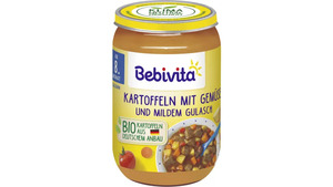 Bebivita Bio Menüs: Kartoffeln mit Gemüse und mildem Gulasch, 220g