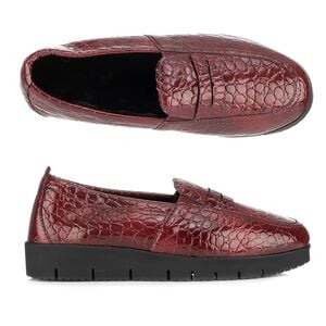 VITAFORM Damen-Slipper Krokolackstretch Lammfellfutter Sohle Amelie