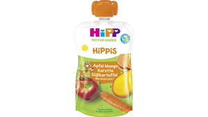 HiPP Bio für Kinder HiPPis - Quetschbeutel 100g: Apfel Mango Karottte Süßkartoffel, ohne Zuckerzusatz, ab 1+ Jahre