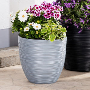 Powertec Garden Blumentopf "Florenz" rund groß 15 L Hellgrau