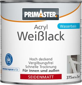 Primaster Acryl Weißlack 375 ml, seidenmatt