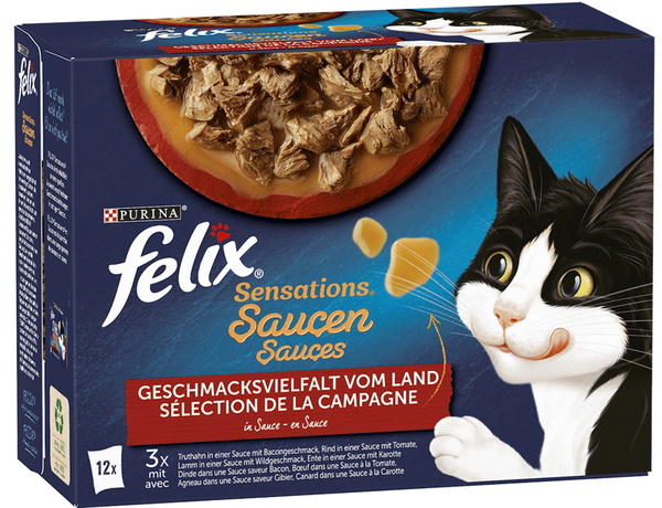 Bild 1 von Felix Sensations Saucen Geschmacksvielfalt vom Land Katzenfutter nass 12x 85 g