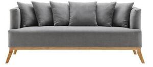 Sofa in Grau mit Holzrahmen 'Mina'