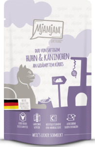 MjAMjAM Quetschie - Duo von saftigem Hühnchen & Kaninchen an gedämpftem Kürbis 125g, 125 g