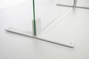 Standfuß längs/quer für 6 mm ESG-Glas Länge: 350 mm, Aluminium, weiß lackiert