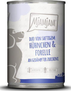 MjAMjAM Duo von saftigem Hühnchen & Forelle an gedämpfter Zucchini 400g, 400 g
