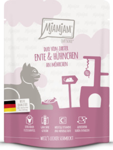 MjAMjAM Quetschie - Duo von zarter Ente & saftigem Hühnchen an Möhrchen 300g, 300 g