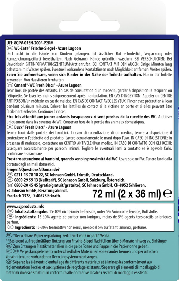 Bild 2 von WC-Ente Frische-Siegel Azure Lagoon Nachfüller, 72 ml