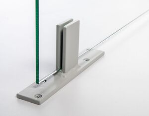 Standfuß längs/quer für 6 mm ESG-Glas Länge: 200 mm, Aluminium, lichtgrau lackiert