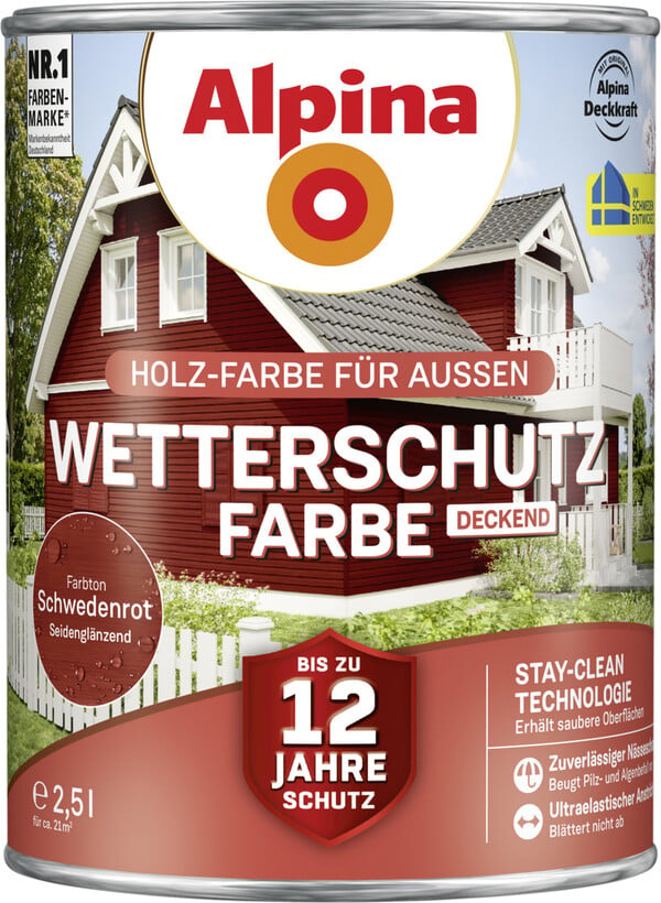 Bild 1 von Alpina Wetterschutzfarbe
, 
2,5 l, schwedenrot