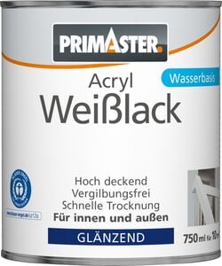 Primaster Acryl Weißlack 750 ml, glänzend
