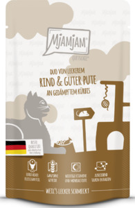 MjAMjAM Quetschie - Duo von leckerem Rind & guter Pute an gedämpftem Kürbis 125g, 125 g