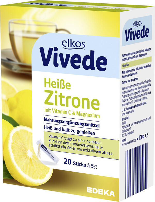 Bild 1 von elkos VIVEDE Heiße Zitrone Sticks 20x 5 g