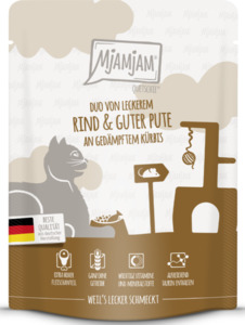 MjAMjAM Quetschie - Duo von leckerem Rind & guter Pute an gedämpftem Kürbis 300g, 300 g