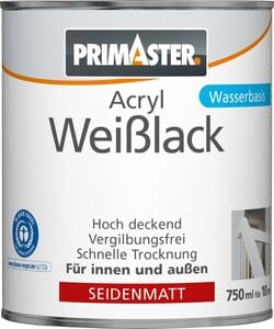 Primaster Acryl Weißlack 750 ml, seidenmatt