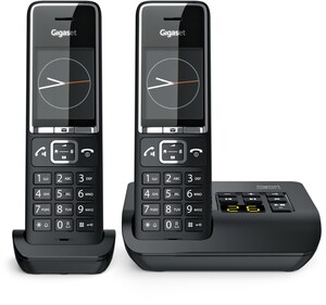Gigaset Comfort 550A duo Schnurlostelefon mit Anrufbeantworter schwarz/chrom