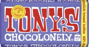 Tony’s Chocolonely Dunkle Vollmilchschokolade 42% Brezel Toffee, 180 g