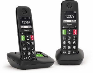 E290A Duo Schnurlostelefon mit Anrufbeantworter schwarz