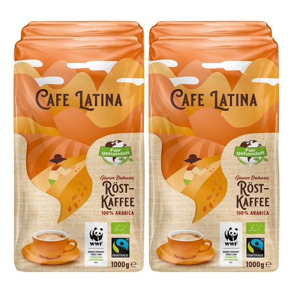 Bild 1 von Bio Fairtrade Cafe Latina ganze Bohne 1000 g, 4er Pack