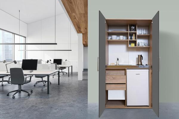 Bild 1 von Schrankküche mit Kühlschrank + Kochfeld 104 cm Grau