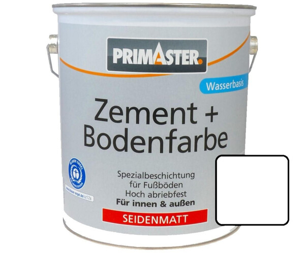 Bild 1 von Primaster Zement und Bodenfarbe
, 
seidenmatt weiss RAL 9010, 2,5 l