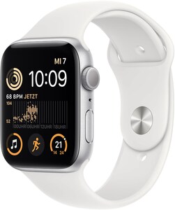 Apple Apple Watch SE (44mm) GPS Smartwatch 2. Generation, Alu mit Sportarmband silber/weiß