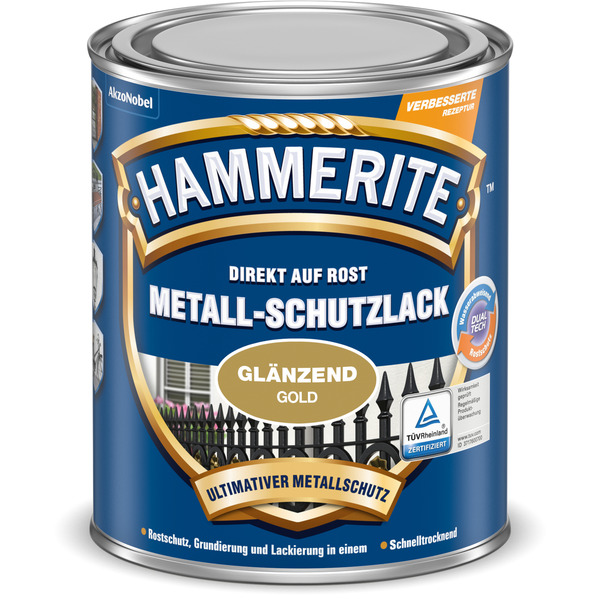 Bild 1 von Hammerite Metallschutzlack 'Direkt auf Rost' gold glänzend 250 ml