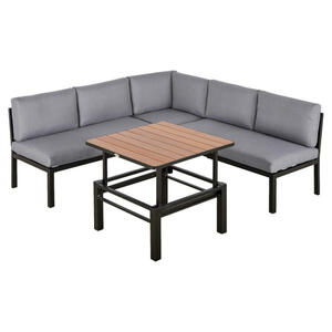 Outsunny Gartensitzgarnitur grau Aluminium B/H/L: ca. 65x73x120 cm