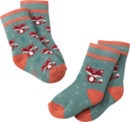 Bild 1 von PUSBLU Thermosocken mit Fuchs-Motiv, grün & orange, Gr. 23/26