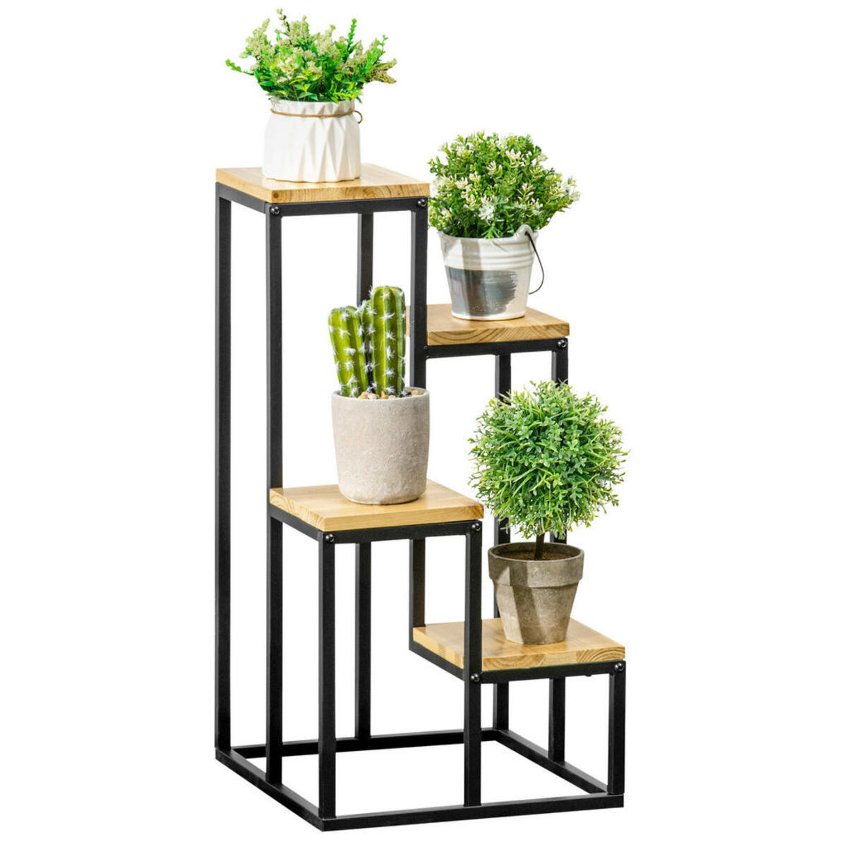 Bild 1 von Outsunny Pflanzenständer schwarz Stahl B/H/L: ca. 34x66x34 cm