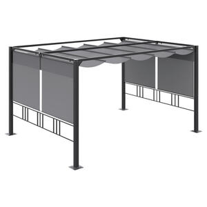 Outsunny Pergola mit einziehbarem Dach dunkelgrau Polyester B/H/L: ca. 290x220x390 cm