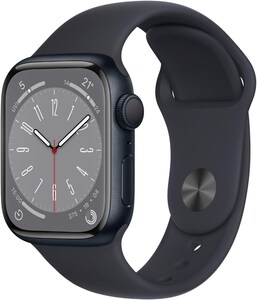 Apple Apple Watch Series 8 (41mm) GPS Smartwatch Aluminium mit Sportarmband mitternacht/mitternacht