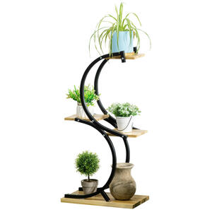 Outsunny Blumenständer natur Holz B/H/L: ca. 25x91x46 cm