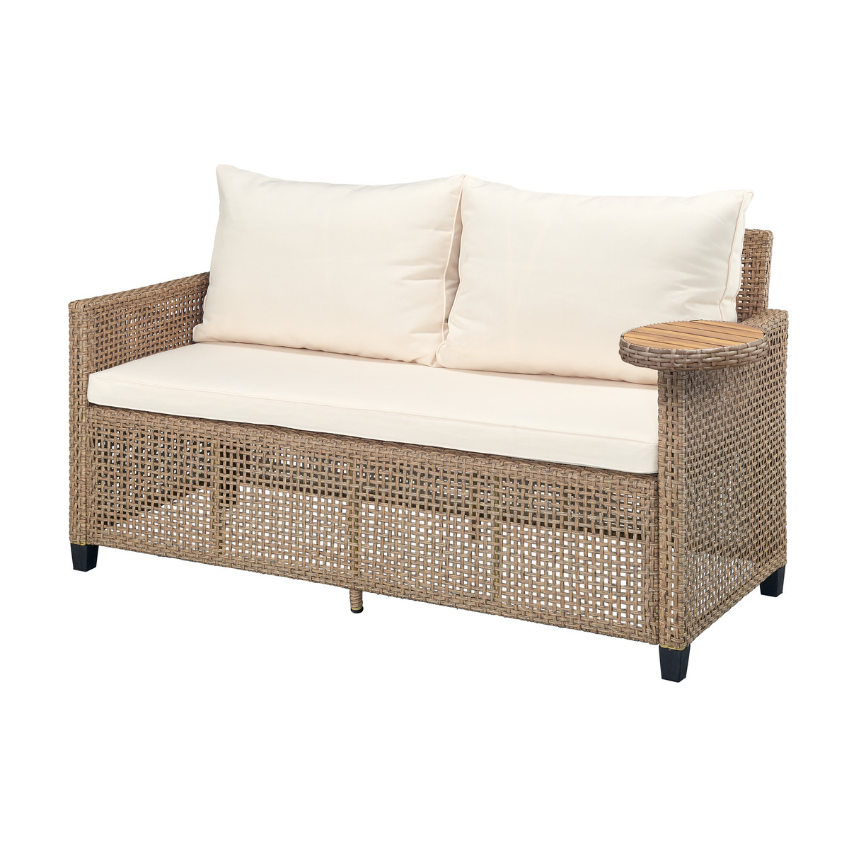 Bild 1 von Bank 'Ricarda' natur Kunststoff Rattan inklusive Kissen 150 x 67 x 81 cm