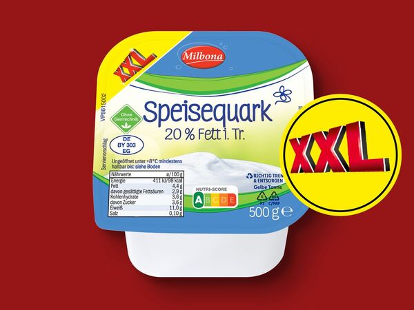 Bild 1 von Milbona Speisequark XXL, 
         500 g