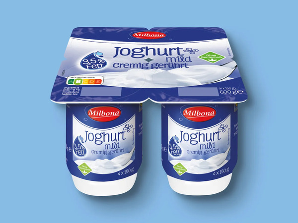 Bild 1 von Milbona Naturjoghurt, mild, 
         4x 150 g